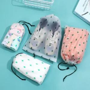 PE 방수 비닐파우치 스트링 주머니 선인장 여행소지품정리 수영복보관용