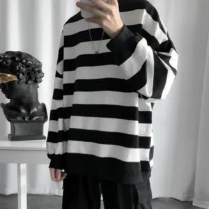 [라일리의류] Rly 남성 오버핏 기모 안감 긴팔 스트라이프 롱슬리브