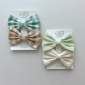 강아지 머리핀  악세사리 리본  4종세트