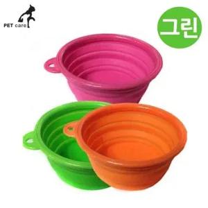 강아지 그린 급수기 펫토이 식기 강아지 접이식