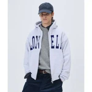 매장정품 NOHANT LONELY/LOVELY FELT HOODIE ZIP-UP ASH GRAY