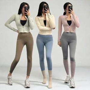 [라일리여성의류] Rly 겨울 기모 레깅스 요가복 힙업 스판 무지 운동복  43641023)