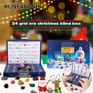 상자 크리탈 이색수집품 자연 표본 24 바위 광물 광석 컬렉션 선물 보석 돌