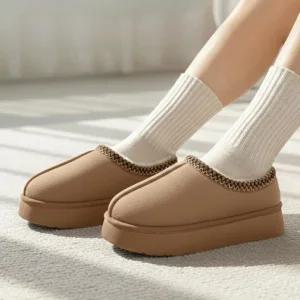 [옷자락]남자 여자 발목 스티치 포인트 퍼 안감 슬리퍼