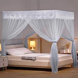 레이스 모기장 커튼형 180cm 스틸 통기성 사각 커튼 침대 설치 개방형 육각 그물망