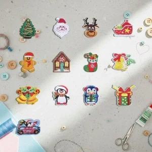 ( )전용 열부착 디자인 크리스마스 와펜 패치 13개 세트 열접착패치 옷패치 에코백패치 자수와펜