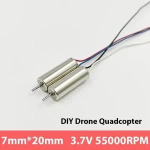 2pc 7mm x 20mm CW CCW 미니 720 코어리스 모터 DC 3V 3.7V 55000RPM 고속 장난감 RC 드론 Quadcopter 항공