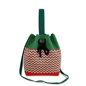 [콩심팥심]여성 조리백 니트 버킷백 가방 그린레드지그재그
