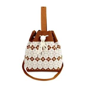 [콩심팥심]여성 조리백 니트 버킷백 가방 브라운아가일
