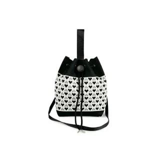 [콩심팥심]여성 크로스백 조리백 니트 버킷백 가방 블랙줄하트