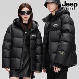지프 JEEP SPIRIT 남녀공용 블랙 패딩 그래핀 안감 후드 점퍼 원컬러 등산 스포츠 스키 캠핑 커플 여성 남성 시크 JP555