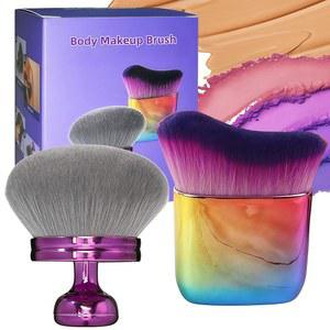 셀프 태너 레그 메이크업 브론저 블렌드를 위한 초대형 바디 브러시 2팩 와이드 가부키 브러시가 균일하고 예쁜 적용 타원형 페이스 습식 건식 사용을 제공합니다