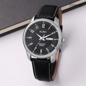 알바 AV3257X1 클래식 라운드 데이데이트 심플블랙 캐쥬얼 정장 남자 가죽 시계 d