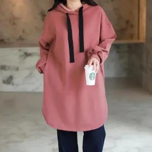 [신세계라이브쇼핑][옷자락] 여성 빅사이즈 기모 후드티 홈웨어 힙커버 겨울 티셔츠