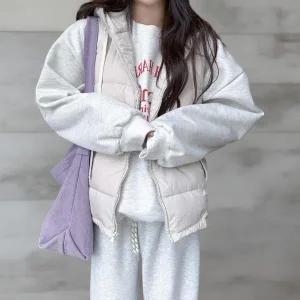 [신세계라이브쇼핑][옷자락] 여성 니트 후드 포켓 집업 패딩 조끼 베스트