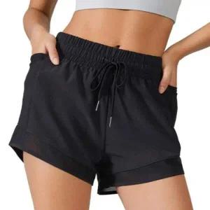 [셀러에이드]여성 헬스 스포츠 2중 시스루 트레이닝 반바지 숏팬츠 7부반바지