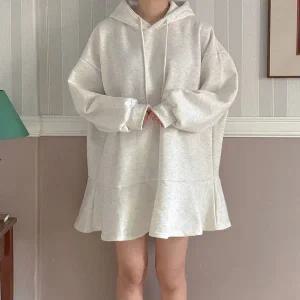 [신세계라이브쇼핑][옷자락] 여자 빅사이즈 플레어 프릴 아방핏 후드 미니 원피스