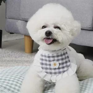 강아지 체크 케이프 1P 애견 사이즈조절 턱받이 패션