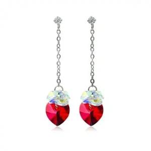 ( )레드 하트 오스트리아 크리스탈 써지컬 드롭 귀걸이 250901