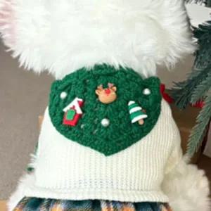 강아지 크리스마스 스카프 그린 L 1P 성탄절 케이프 반려견반다나