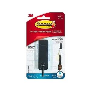 [3M]고품질 3M 코맨드 욕실용 매트블랙 훅 중형 다용도 WFHPEET