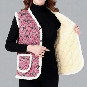 [골드스마일]여성 꽃무늬 양털 누빔 조끼 겨울 뽀글이 할머니 조끼 촌캉스룩