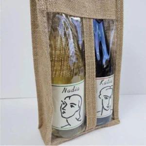황마 투명 창 와인 토트백 양주 보틀 캐리어 선물 포장 가방