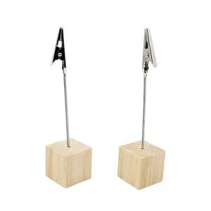 원목 육면체 메모 스탠드 집게 문서 홀더 사무용 데스크 장식 소품