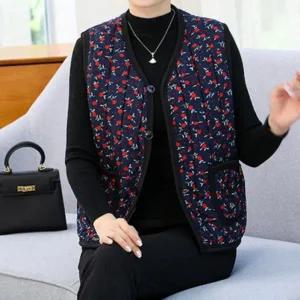 조끼 꽃무늬 누빔 할머니 촌캉스 엄마 김장 겨울 털