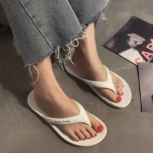 남녀 공용 하얀 쪼리 비치 스타일 단체 슬리퍼 선물 (W8A07E2)