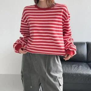 [다잇템] 여자 양기모 탱크 컷오프 U넥 빨간단가라 맨투맨_23915929_588872