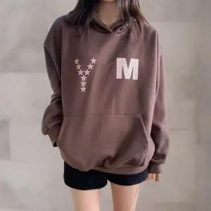 [다잇템] 여성 후디 필기체 격자 티셔츠 빅사이즈 앞주머니_23916023_588872