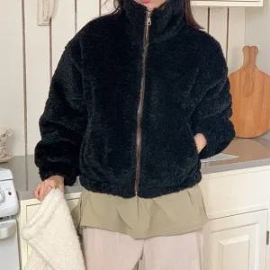 [다잇템] 여자 양털 FW 폴라넥 퍼자켓 박시핏 점퍼