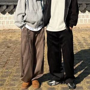 [신세계라이브쇼핑][옷자락] 여자 남자 사선 절개 극세모 스트링 겨울츄리닝 바지