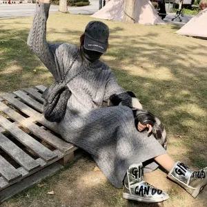 고품질 여성 4컬러 가을 겨울 데이트룩 목폴라 니트 롱원피스 (WFFVZCM)