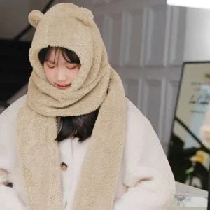 고품질 군밤모자 숏비니 머플러 라이크 햇 베어 방한모 귀도리 (WFFW01B)