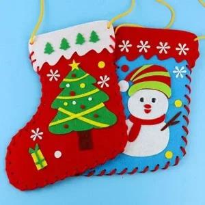 ( )크리스마스 DIY 부직포 양말만들기 4개 크리스마스 선물 양말 데코 장식 산타 레이션 소품