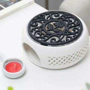 화이트 WR94WR13 블랙 플라워 무쇠 도자기 티 워머 차데우기