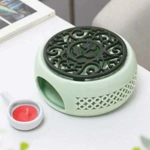 민트 KN61IN46 블랙 플라워 무쇠 도자기 티 워머 티라이트 홀더