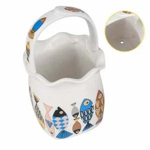 손잡이 FA28OX85 도자기 수저통-대 약6.8x15.5cm 물고기