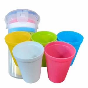 오색컵 FF82QD98 10개 컵보관통포함 캠핑용 야외용 여행용 물컵