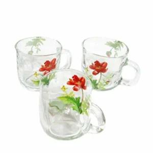 아데리아 IL19EV10 샤인 유리 손잡이 주스잔 3개 물 머그컵