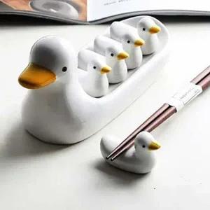 도자기 PF08GN49 오리가족 수저 젓가락 받침대 세라믹 홀더