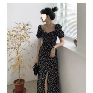 고품질 셔링 트임 롱원피스 UC0118 트임 여성 찰랑핏 롱 미니 (WFFW3VR)