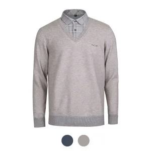 [파파브로]멘즈 기모안감 셔츠 레이어드 브이넥 니트티셔츠 AR KAK 882_P413132658