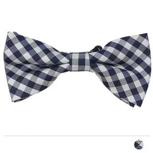 [콩심팥심]네이비 사각 체크 보타이