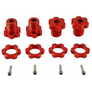 1/10 RC 몬스터 트럭용 알루미늄 17mm 육각 휠 허브 너트 세트, E-Revo, Revo 3.3, E-Maxx, 서밋, 슬레이어 프로 4X4(빨간색)와 호환됩니다