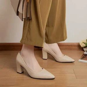 베이직 미들힐 통굽 구두 가을 여자 패션 펌프스힐 (WAEEE64)