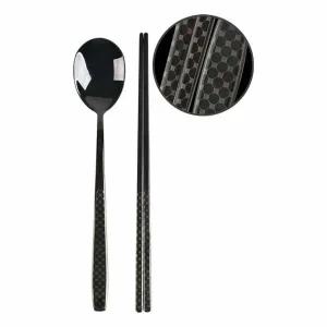 국산 QX84GQ30 고급 비바 블랙 이온 수저 커트러리 스테인리스 숟가락 젓가락
