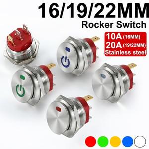 161922mm 금속 버튼 로커 스위치 스테인레스 스틸 12V 20A 자동 잠금 2 토글 ON-OFF 220V 15A 3 핀